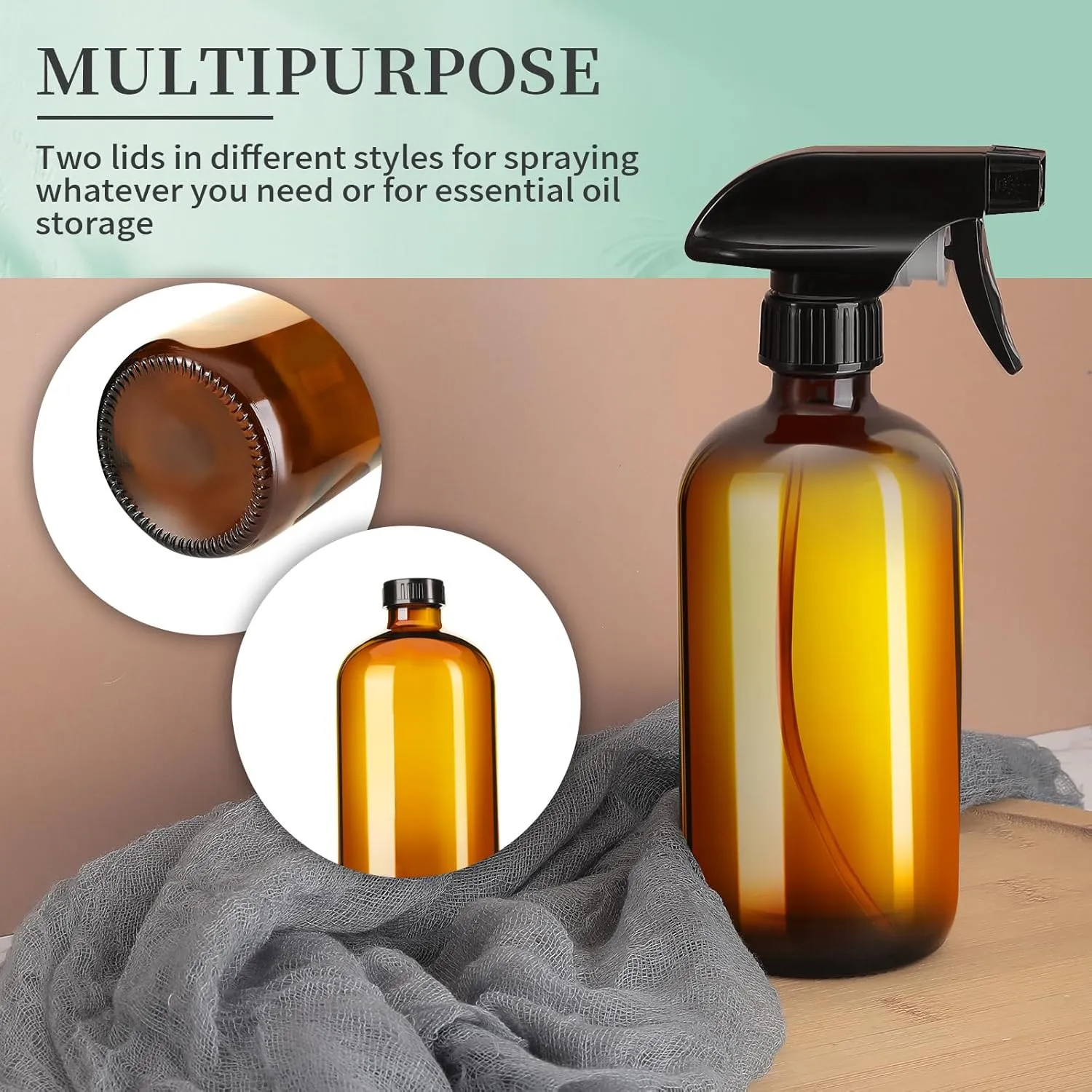 GIVAMEIHF: Amber Glass Spray Bottles - 2 Pack, 16 oz
