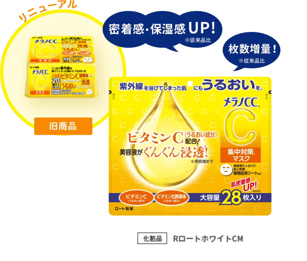 ROHTO Melano CC Brightening Mask 28Pcs/Pack 乐敦 Melano CC 特浓纯维C 美白淡斑精华面膜 28片/包